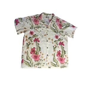 The Hawaiian Original Men’s Button up Aloha Floral Design Shirt Sz XXXL White